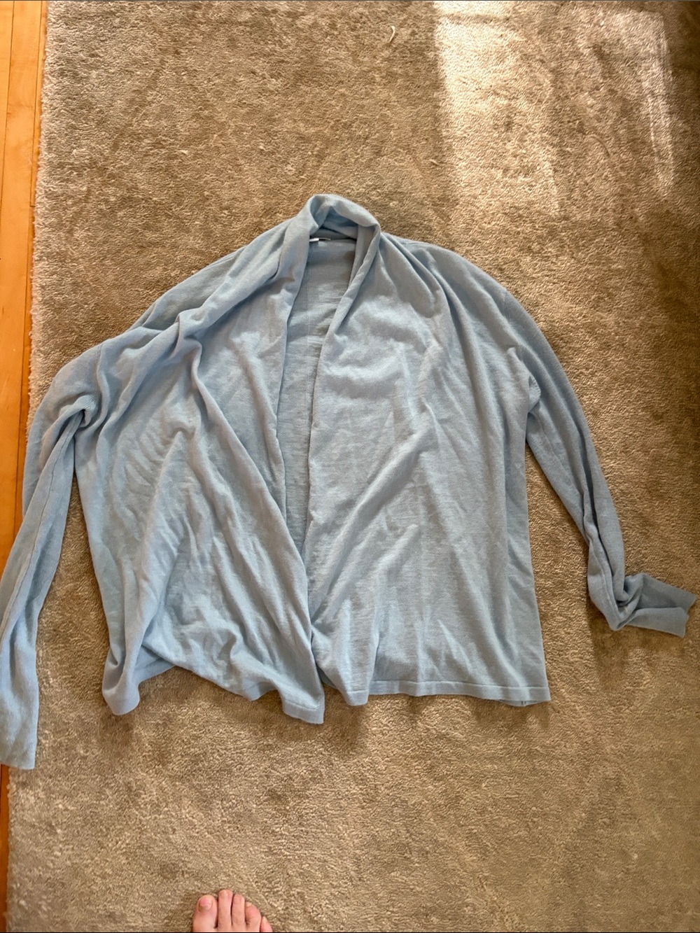 Nordstrom signature Light Blue Women's Open-Front Cashmere Linen Cardigan